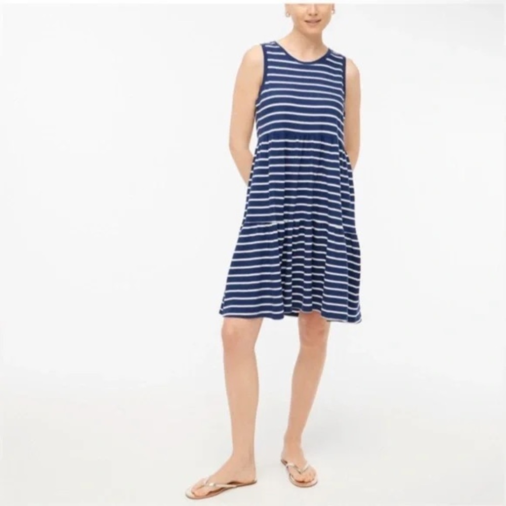 J. Crew Factory | Sleeveless Striped Knit Tiered Mini Dress Plus Sizes Available